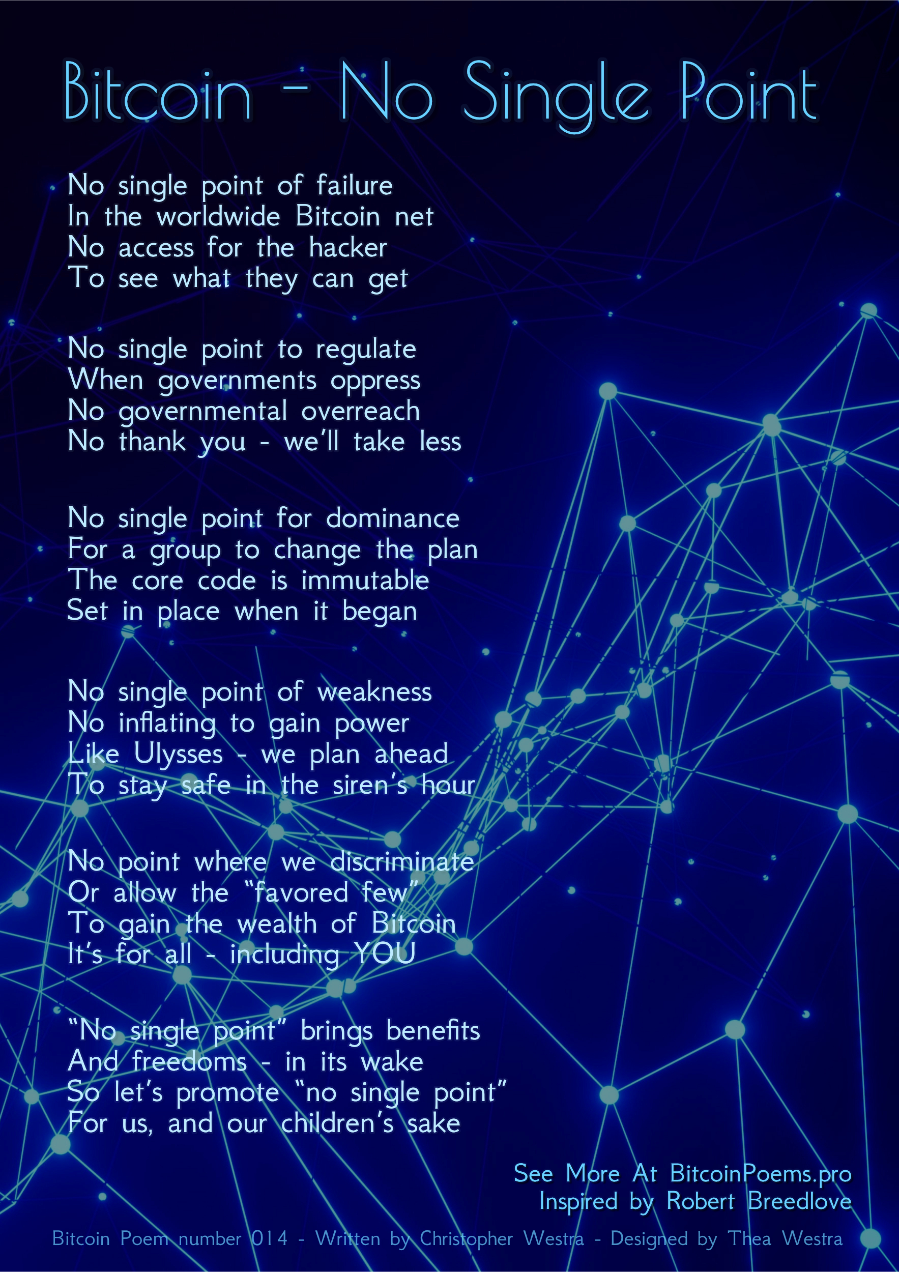 Bitcoin - No Single Point - Bitcoin Poem 014 by Christopher Westra 