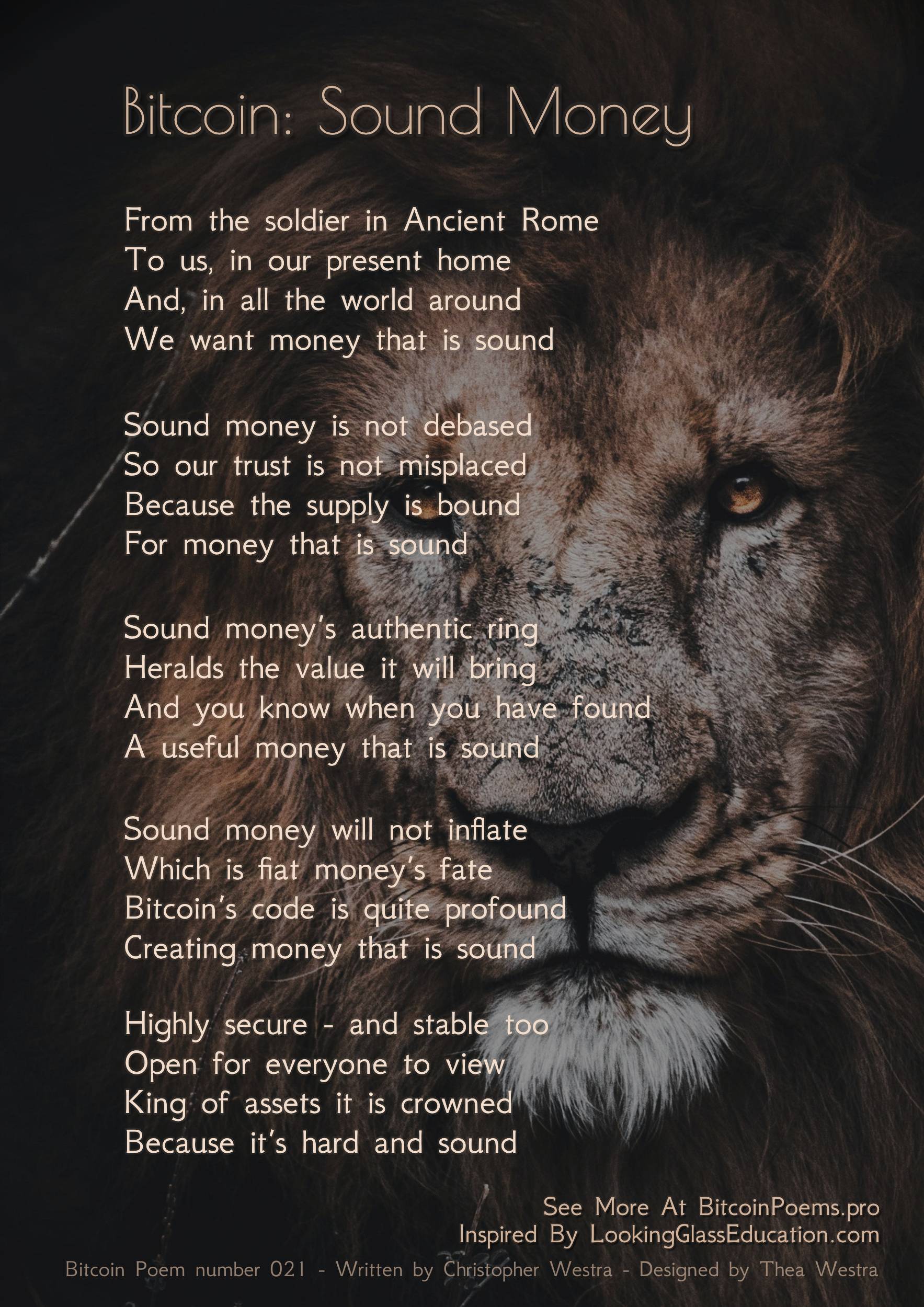 Bitcoin: Sound Money - Bitcoin Poem 021 by Christopher Westra