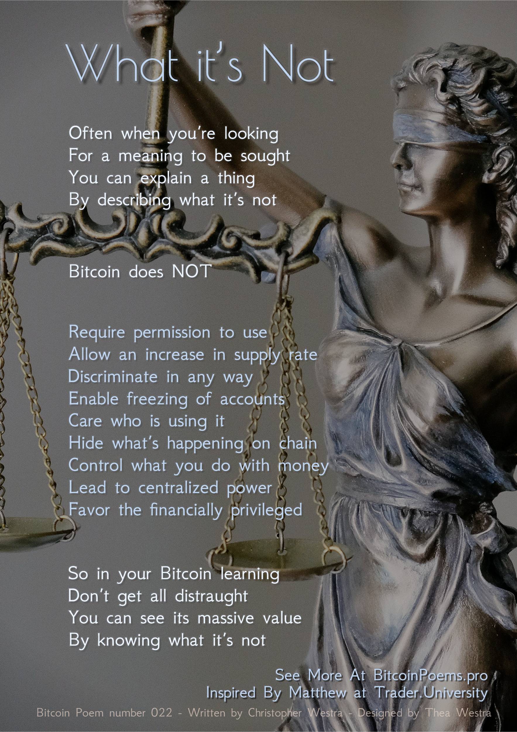 What It's Not - Bitcoin Poem 022 by Christopher Westra