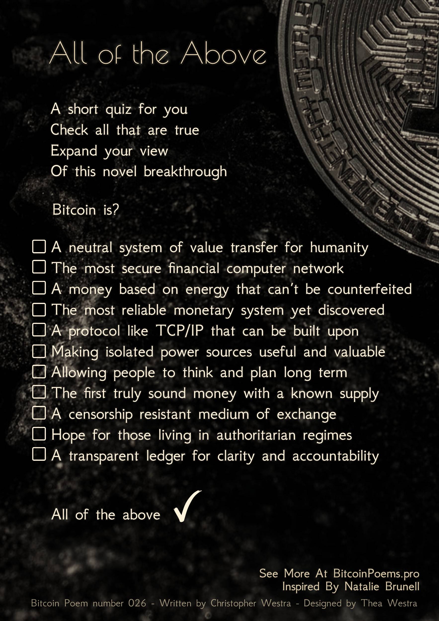All of the Above - Bitcoin Poem 026 by Christopher Westra