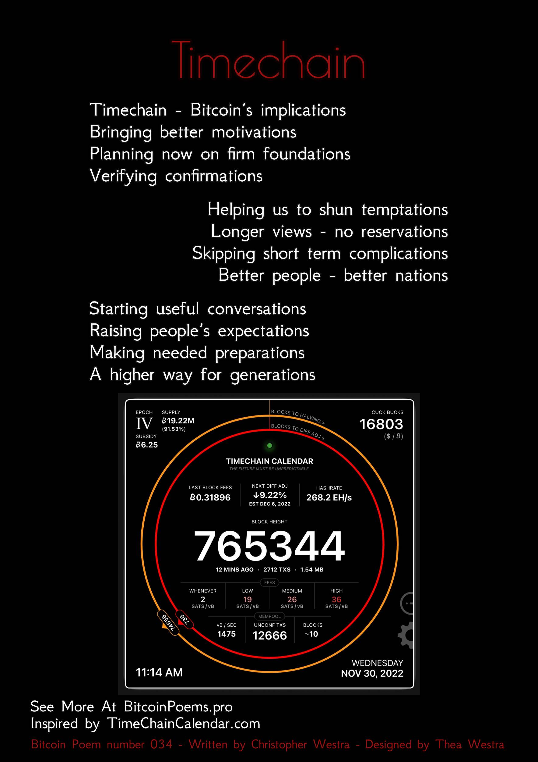 Timechain - Bitcoin Poem 034 by Christopher Westra