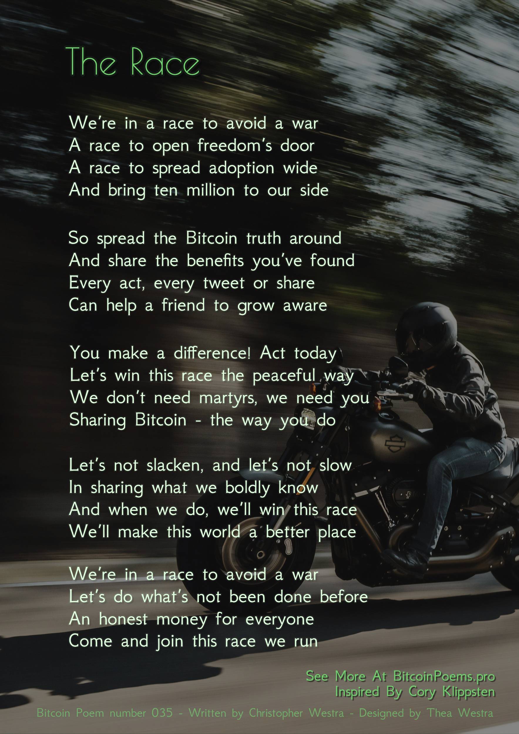 The Race - Bitcoin Poem 035 by Christopher Westra