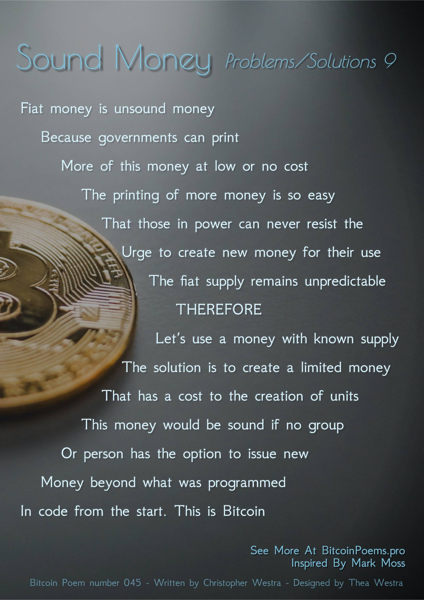 Sound Money - Bitcoin Poem 045 by Christopher Westra