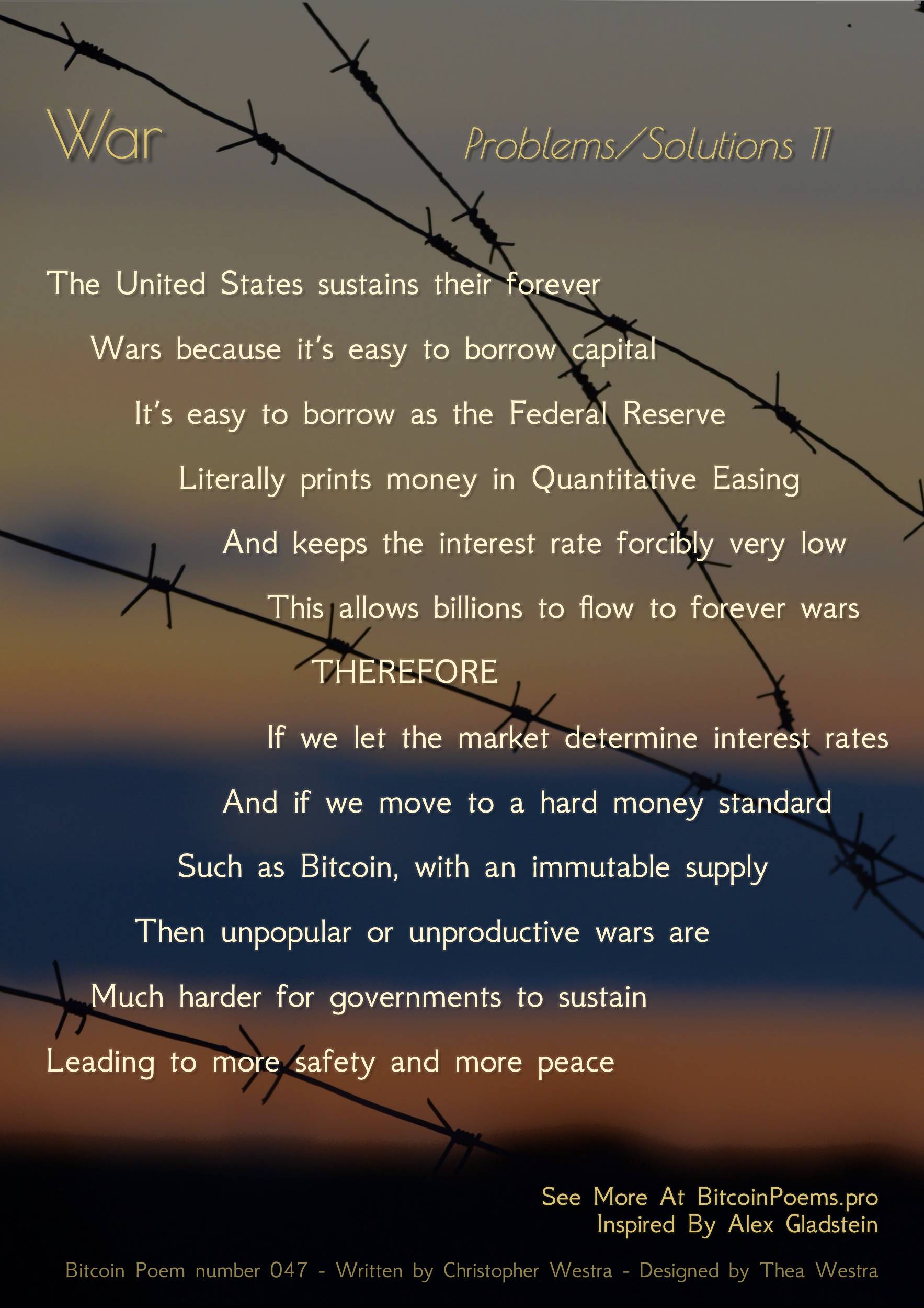 War - Bitcoin Poem 047 by Christopher Westra