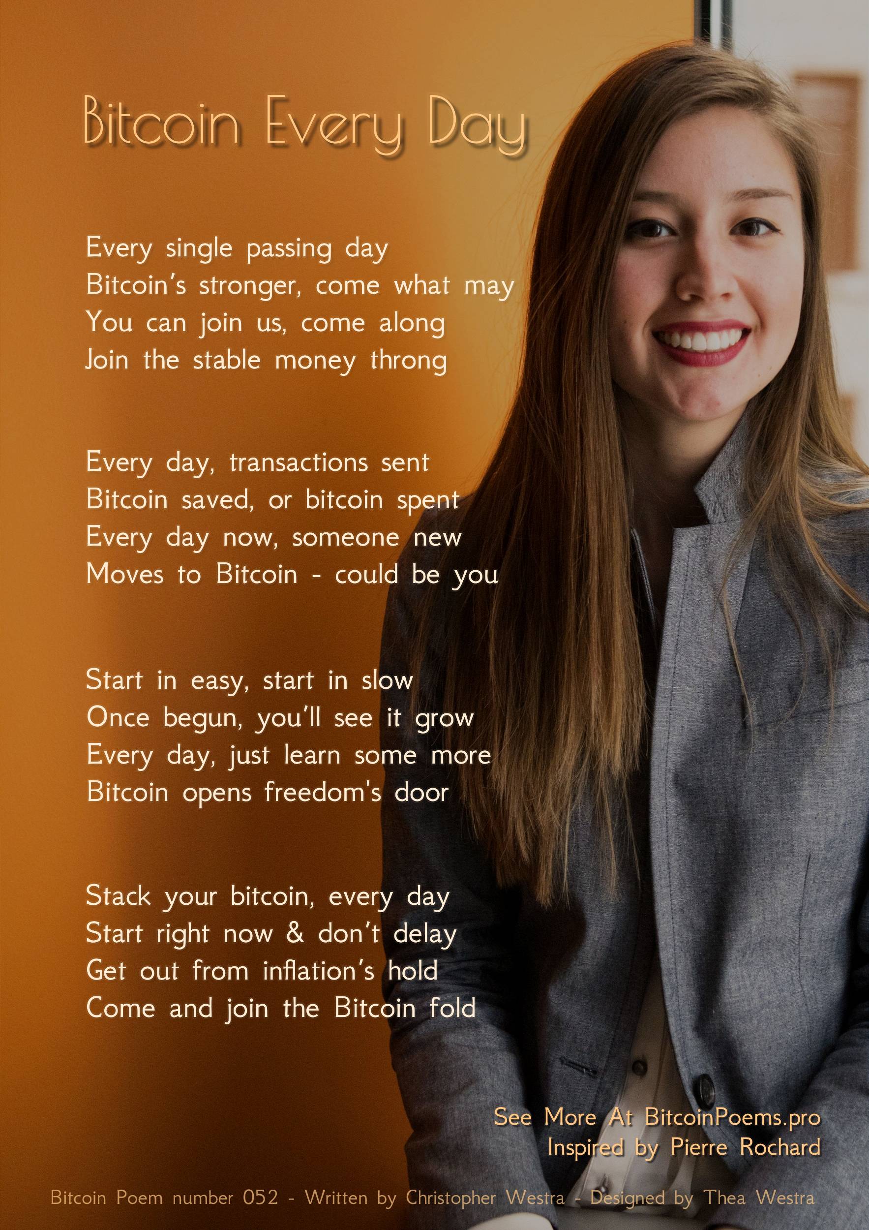Bitcoin Every Day - Bitcoin Poem 052 by Christopher Westra