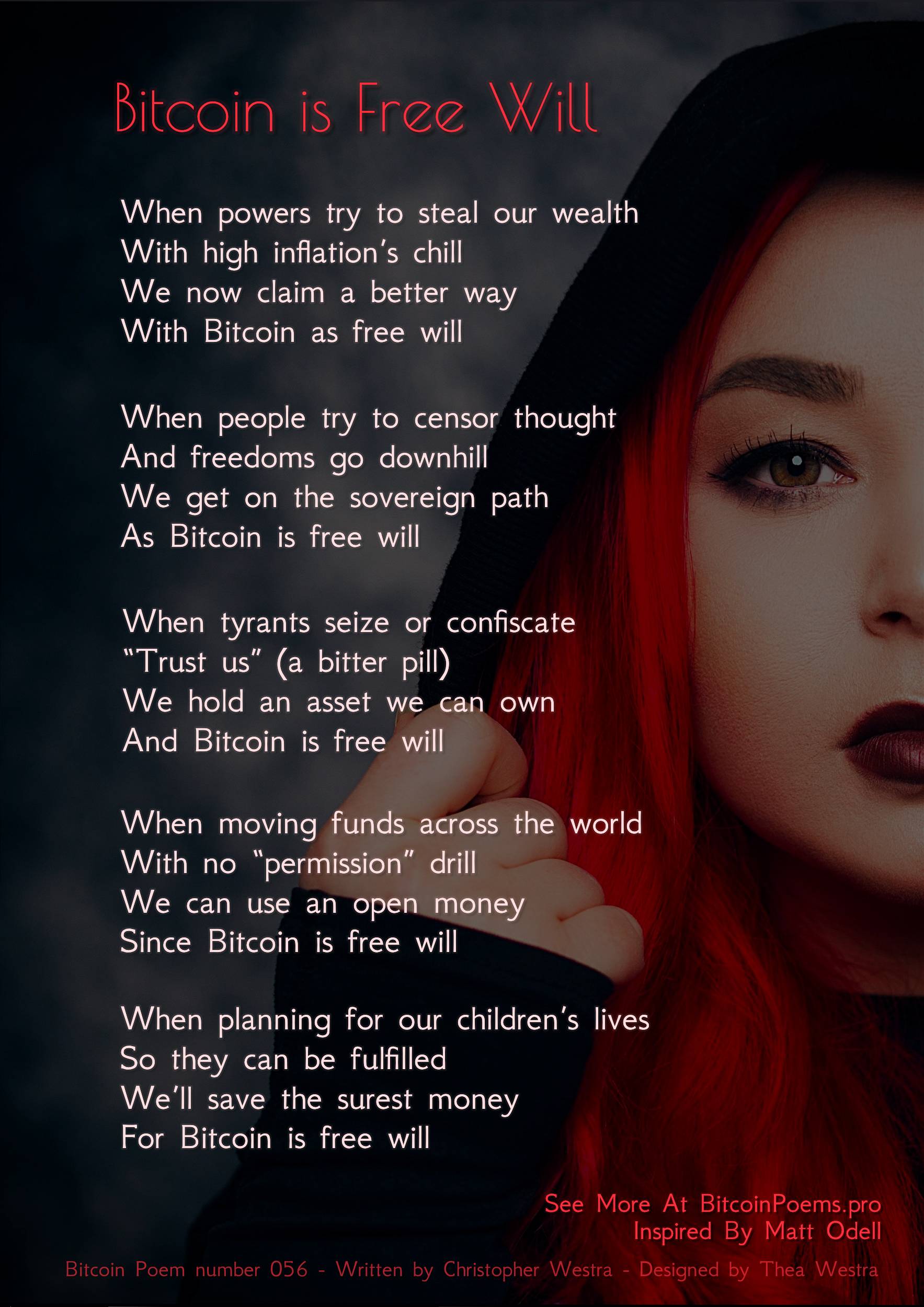 Bitcoin is Free Will - Bitcoin Poem 056 by Christopher Westra