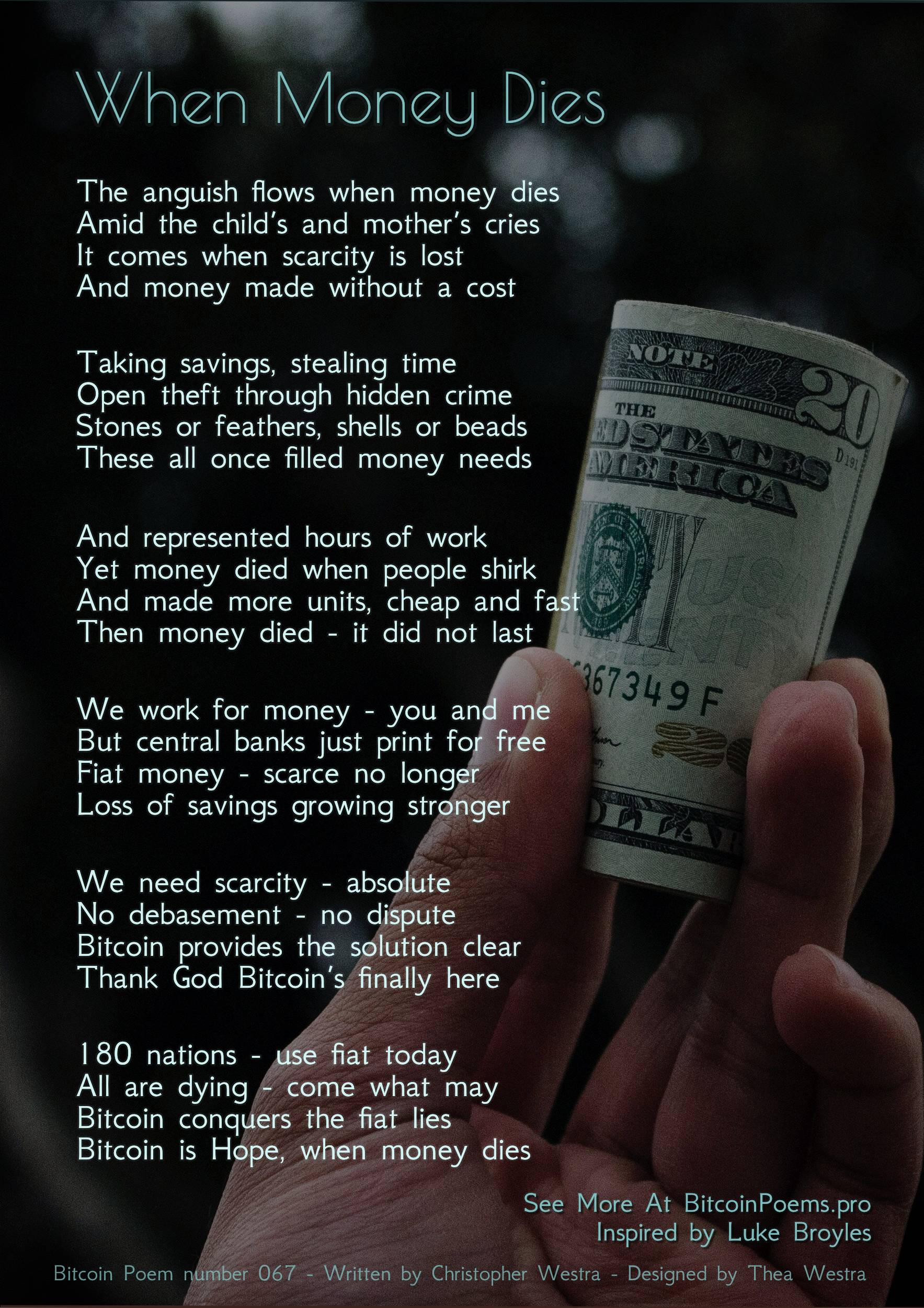 When Money Dies - Bitcoin Poem 067 by Christopher Westra