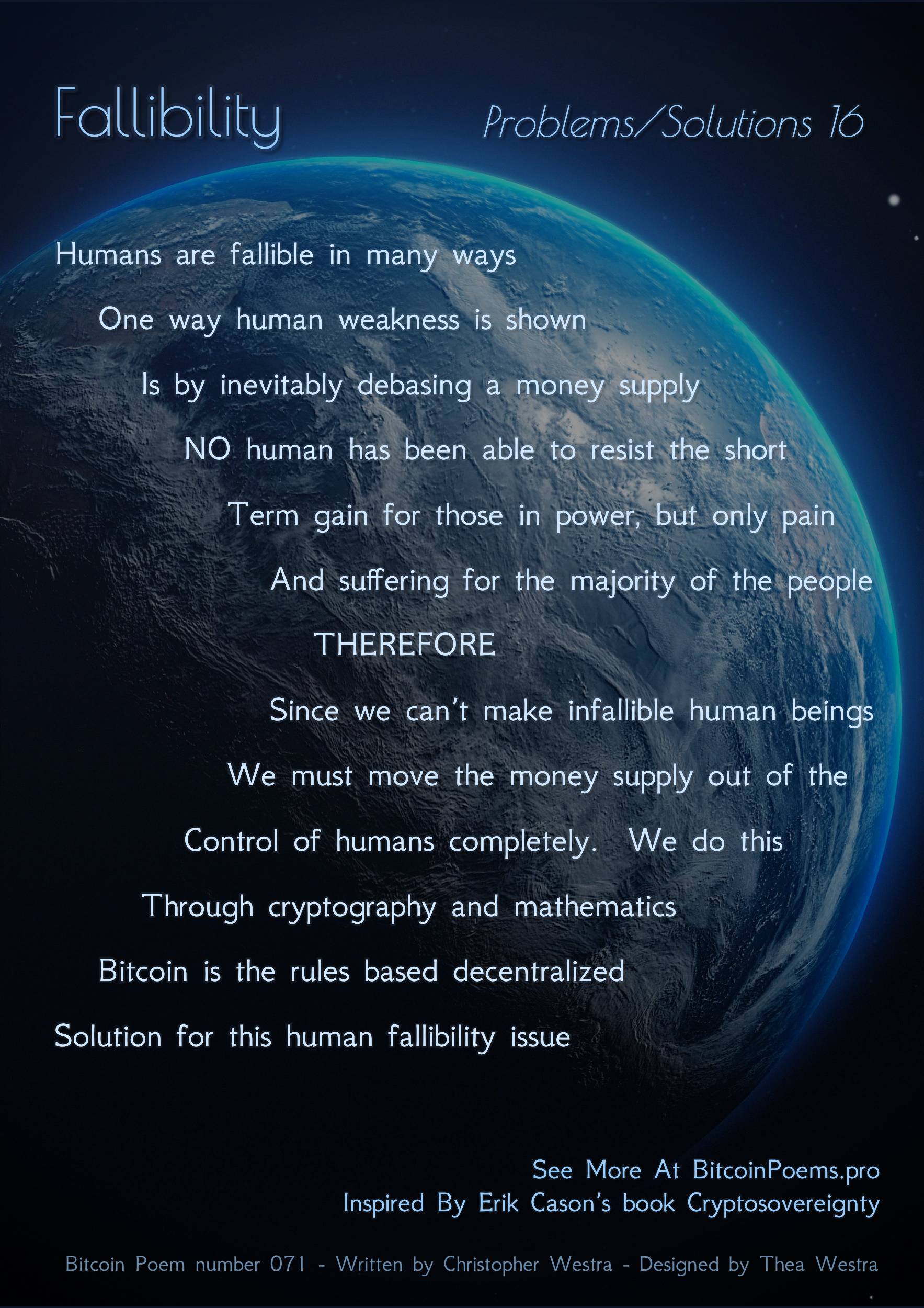 Fallibility - Bitcoin Poem xxx by Christopher Westra