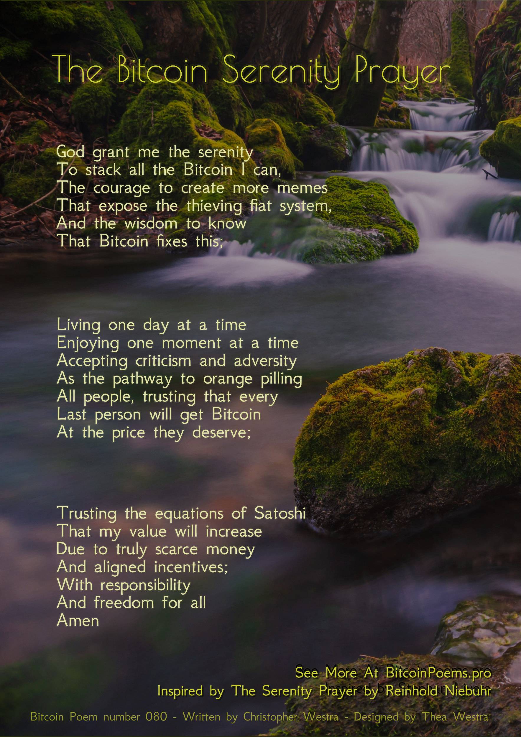 The Bitcoin Serenity Prayer - Bitcoin Poem 080 by Christopher Westra