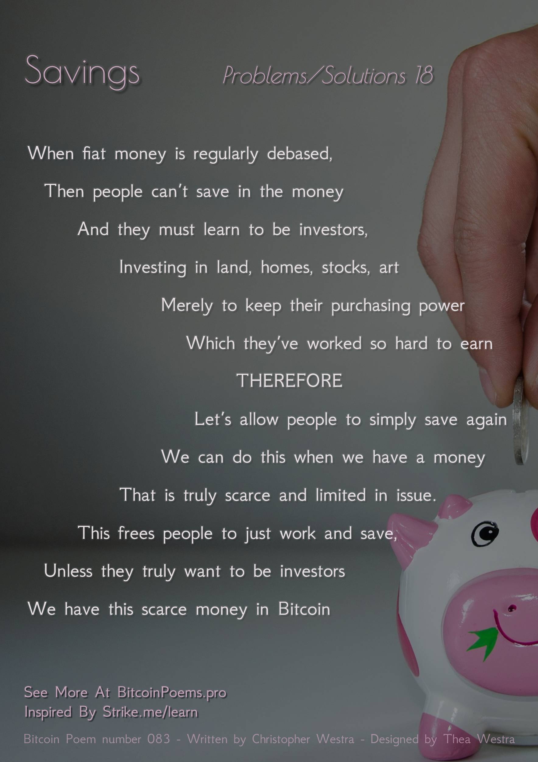 Savings - Bitcoin Poem 083 by Christopher Westra