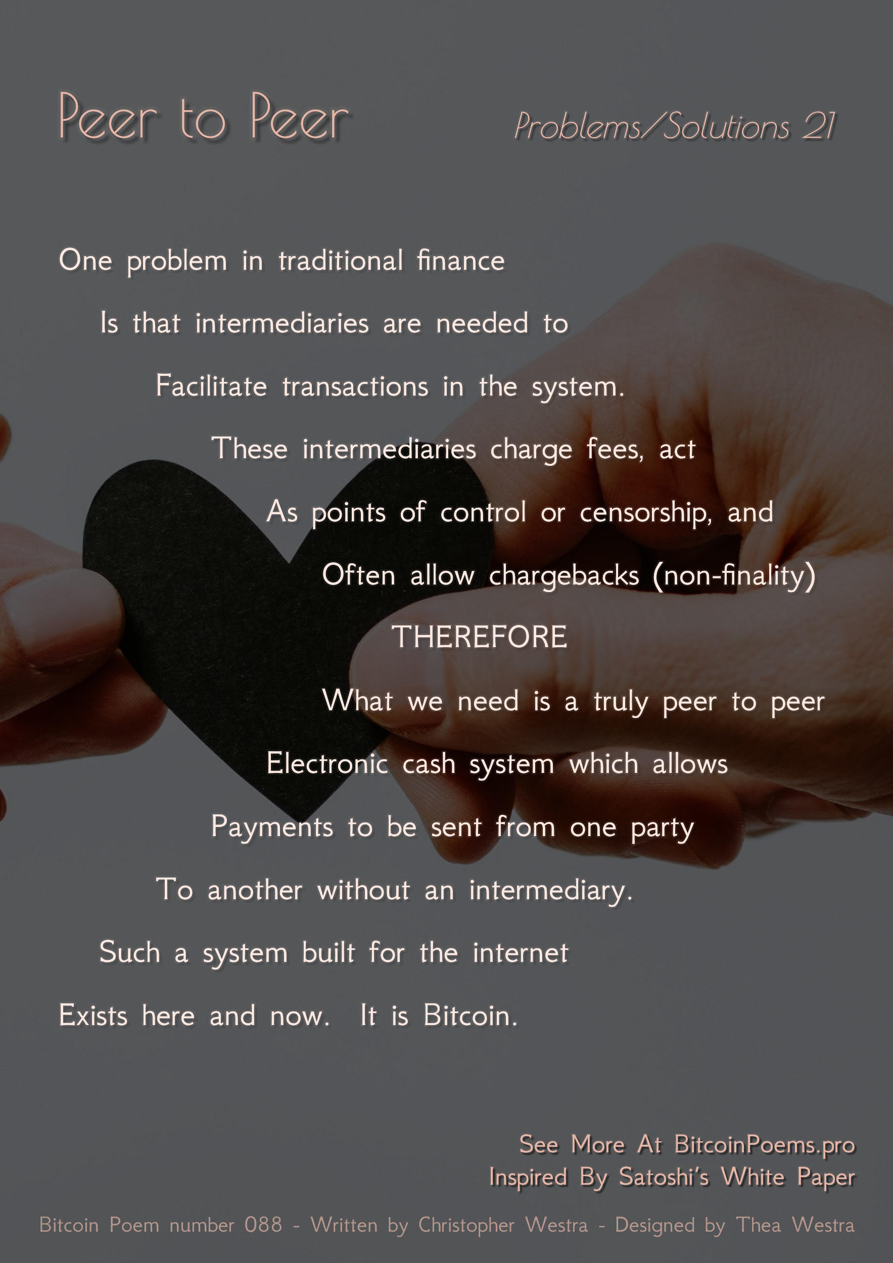 Peer to Peer - Bitcoin Poem 088 by Christopher Westra