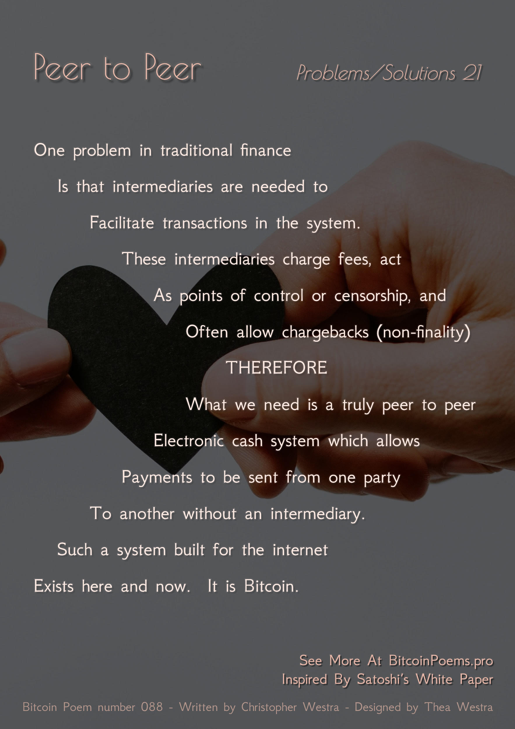 Peer to Peer - Bitcoin Poem 088 by Christopher Westra