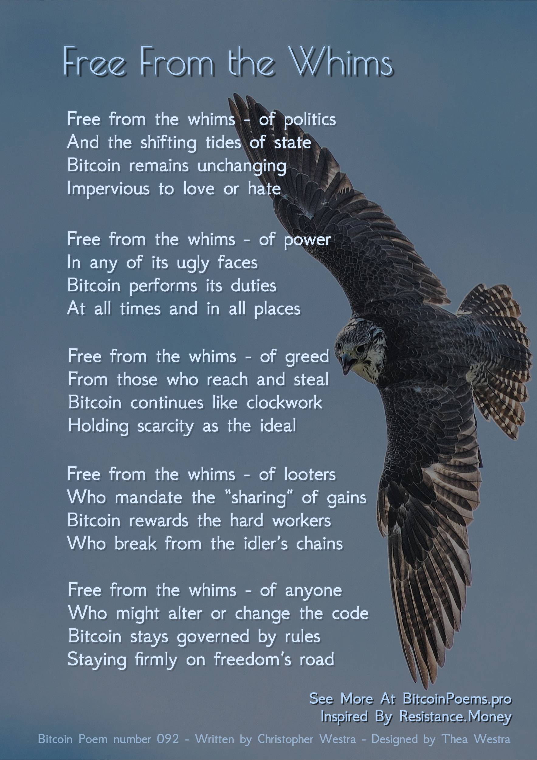 Free from the Whims - Bitcoin Poem 092 by Christopher Westra