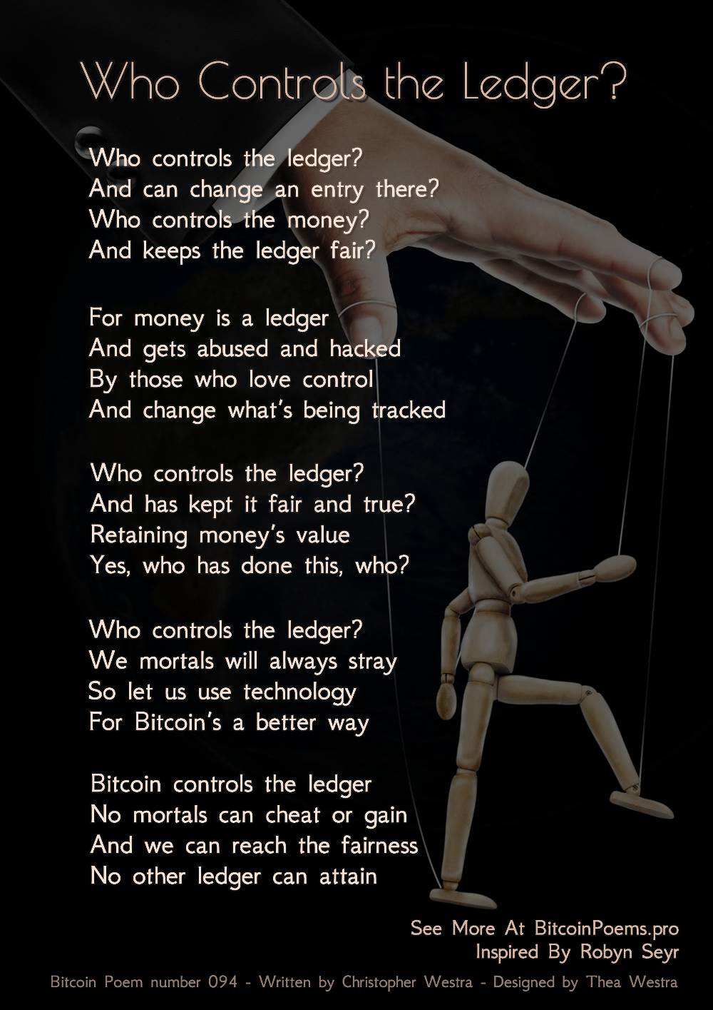 Who Controls the Ledger? - Bitcoin Poem 094 by Christopher Westra