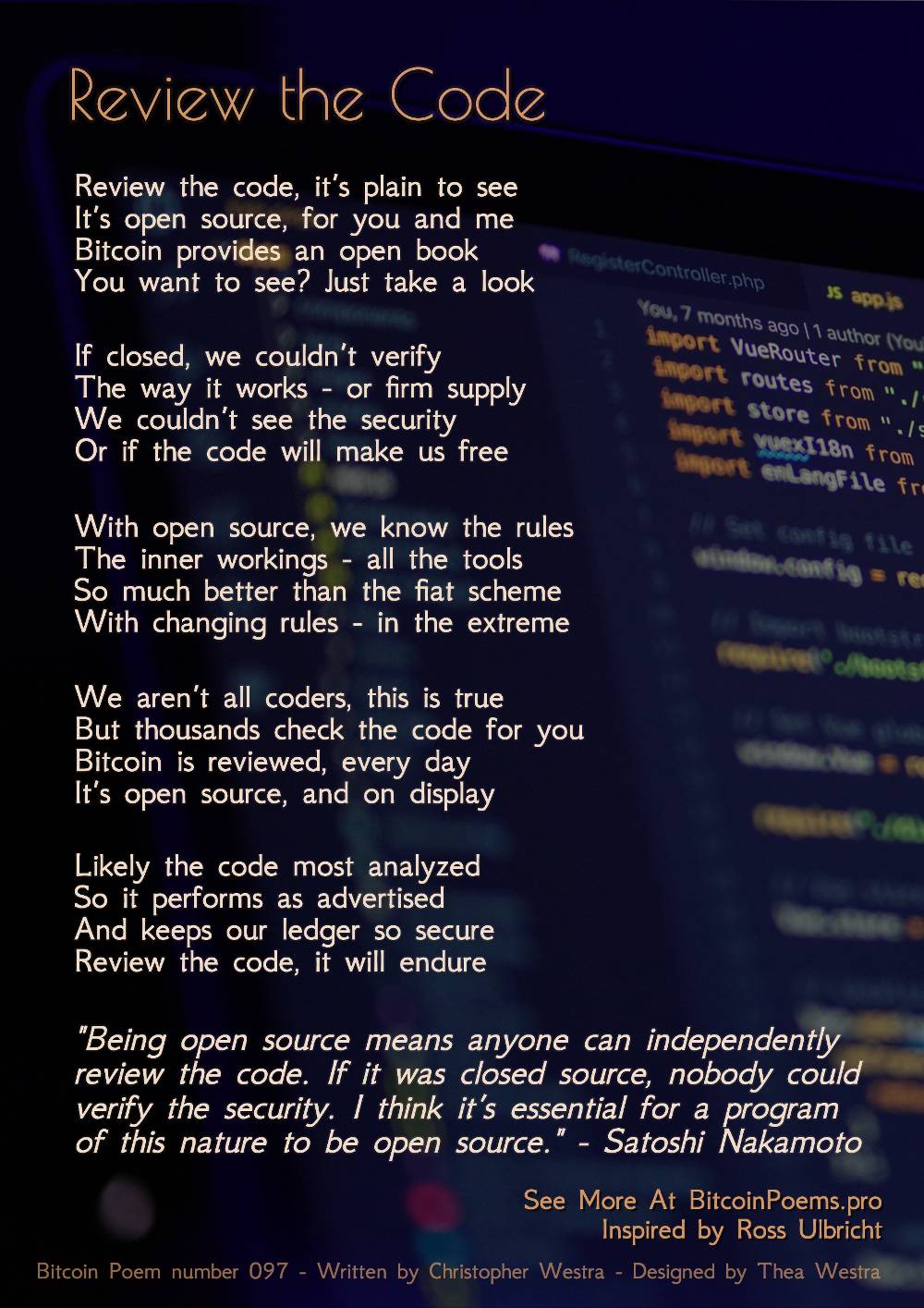 Review the Code - Bitcoin Poem 097 by Christopher Westra