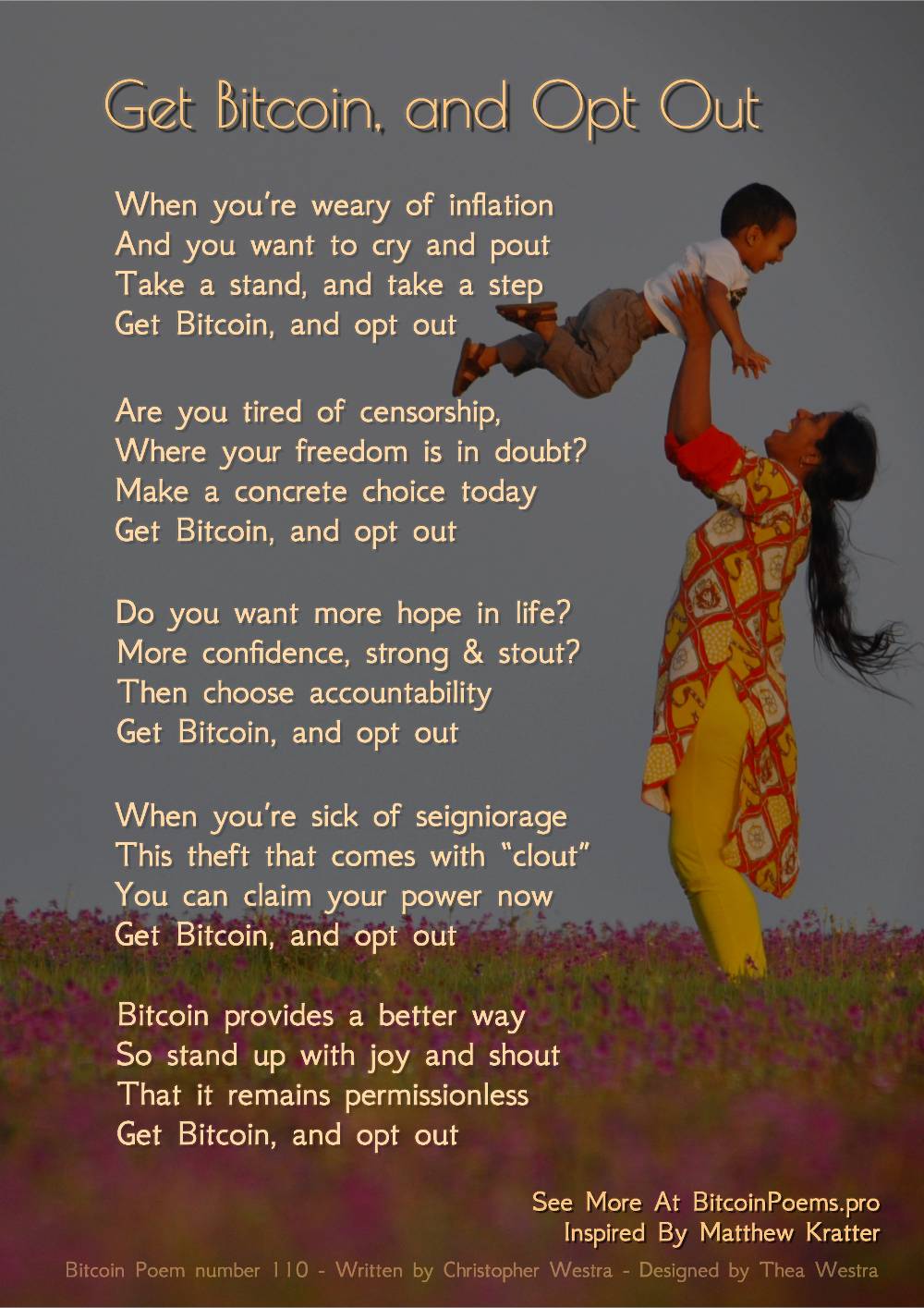 Get Bitcoin, and Opt Out - Bitcoin Poem 110 by Christopher Westra