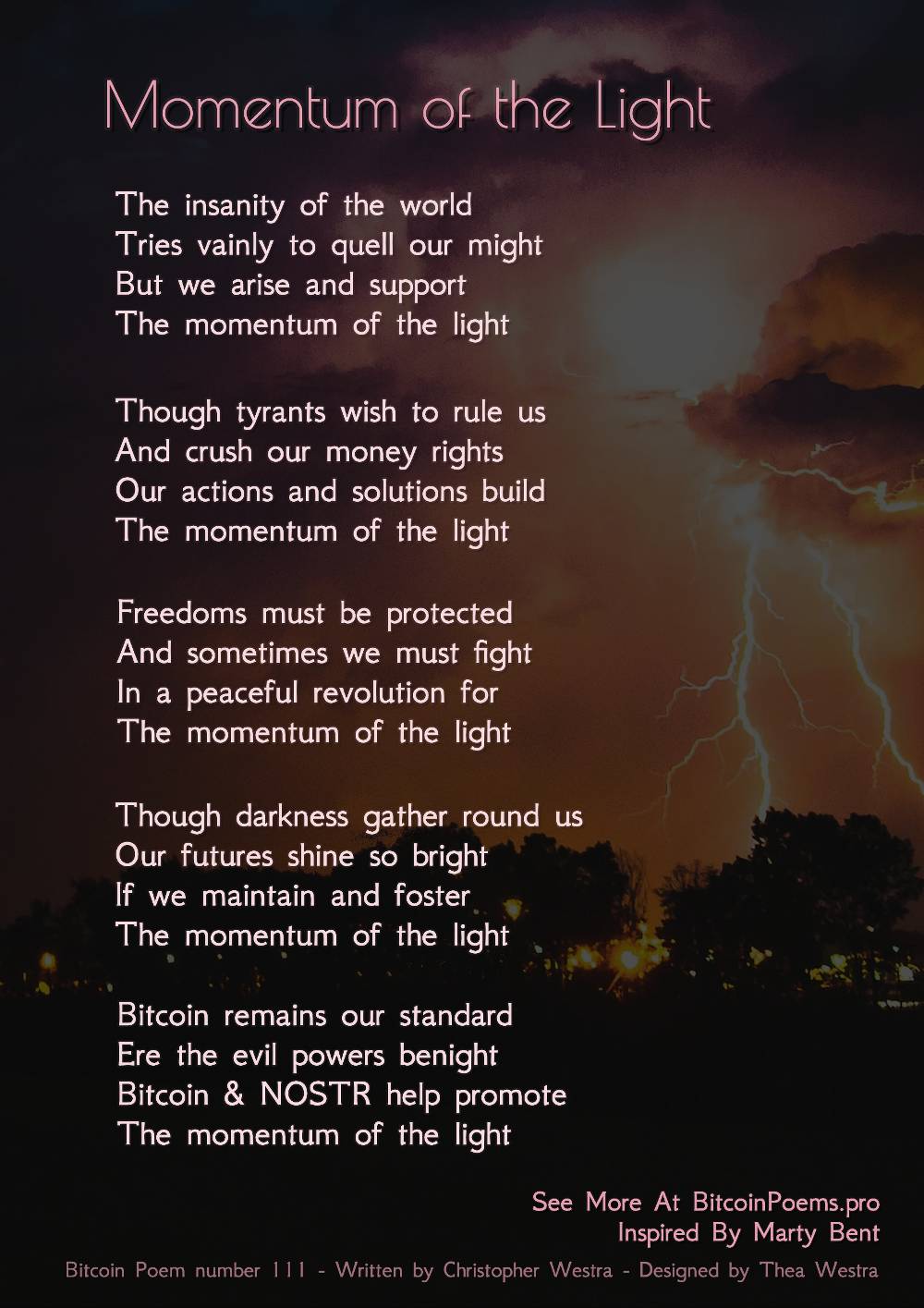 Momentum of the Light - Bitcoin Poem 111 by Christopher Westra