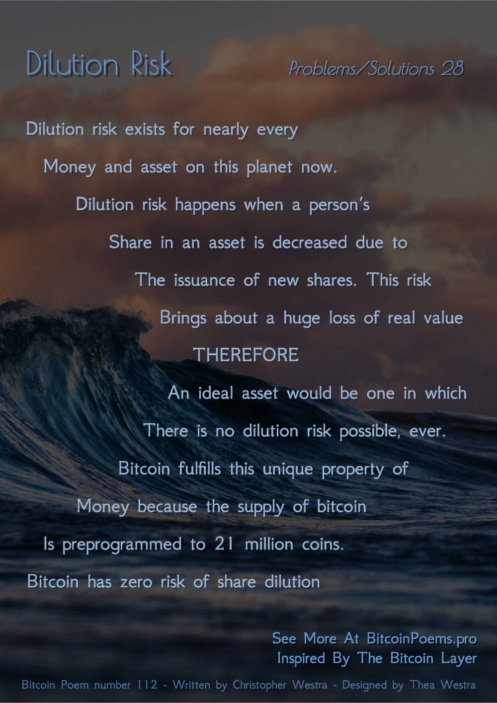 Dilution Risk - Bitcoin Poem 112 by Christopher Westra