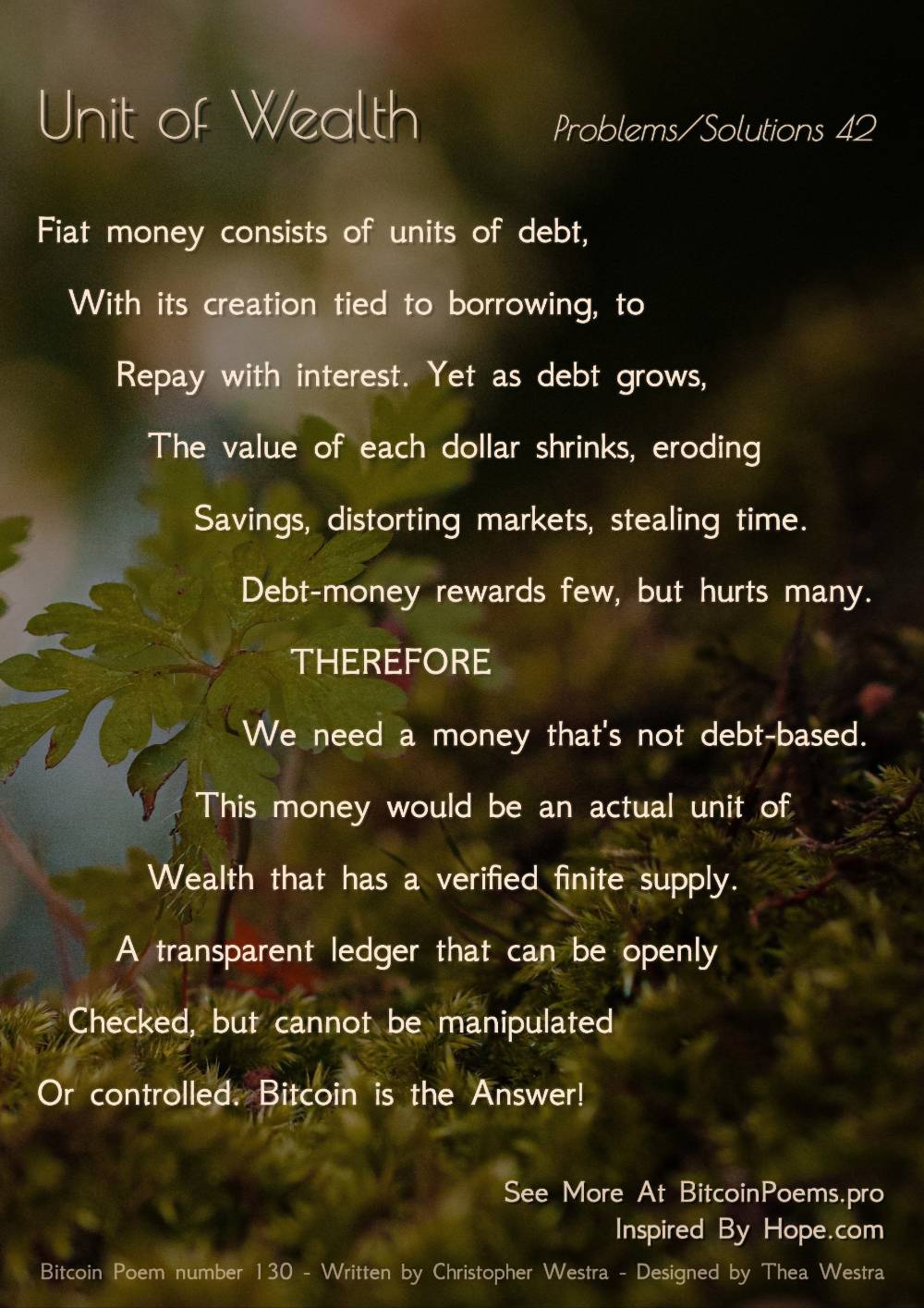 Unit of Wealth - Bitcoin Poem 130 by Christopher Westra
