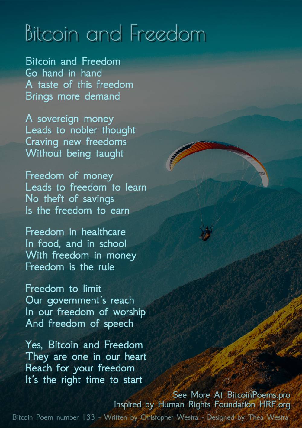 Bitcoin and Freedom - Bitcoin Poem 133 by Christopher Westra
