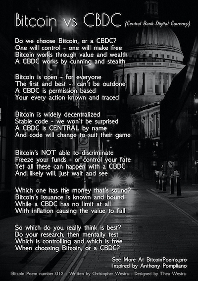 Bitcoin Poem 012 - Bitcoin vs CBDC