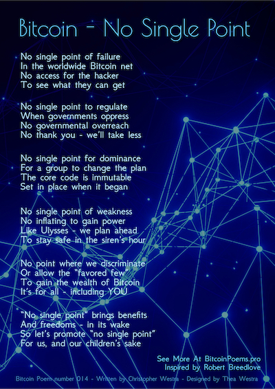 Bitcoin - No Single Point - Bitcoin Poem 014 by Christopher Westra
