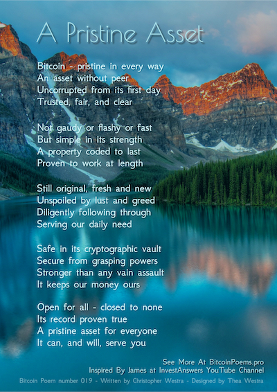 Bitcoin Poem 019 - A Pristine Asset