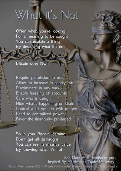 Bitcoin Poem 022 - What It's Not