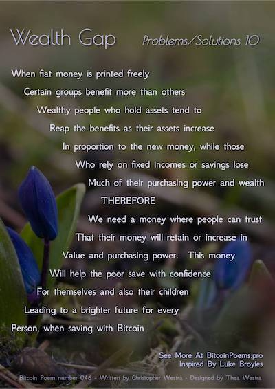 Bitcoin Poem 046 - Wealth Gap (Problems/Solutions 10)