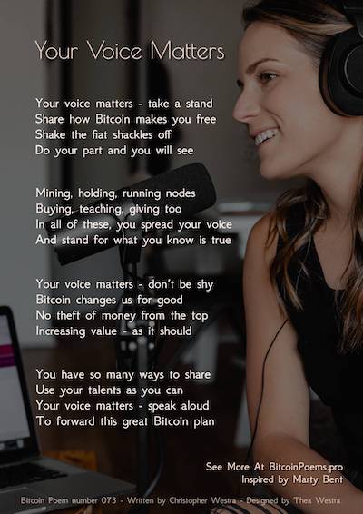 Bitcoin Poem 073 - Your Voice Matters