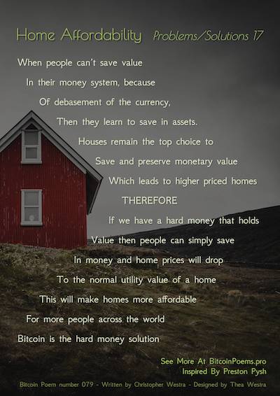 Bitcoin Poem 079 - Home Affordability (Problems/Solutions 17)