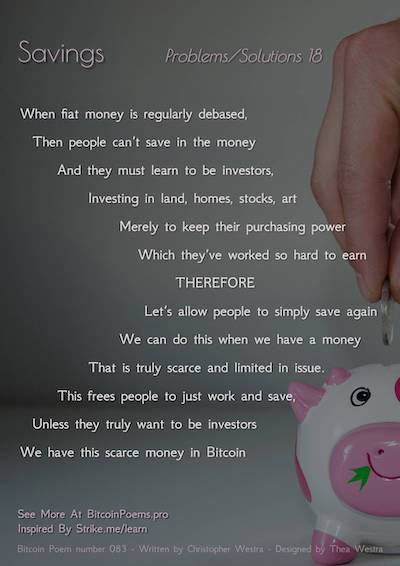 Bitcoin Poem 083 - Savings (Problems/Solutions 18)
