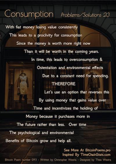 Bitcoin Poem 093 - Consumption (Problems/Solutions 23)