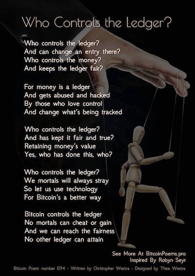 Bitcoin Poem 094 - Who Controls the Ledger?