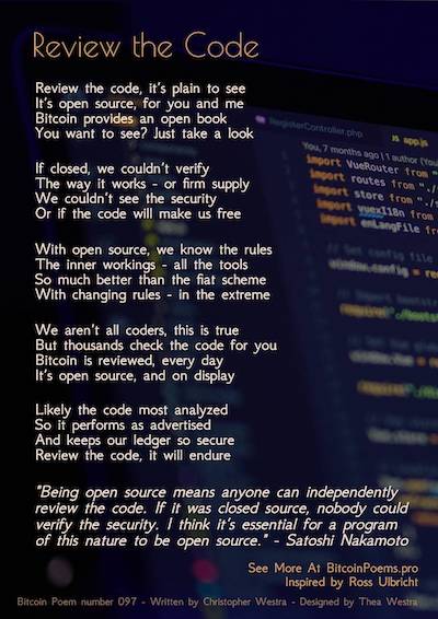 Bitcoin Poem 097 - Review the Code