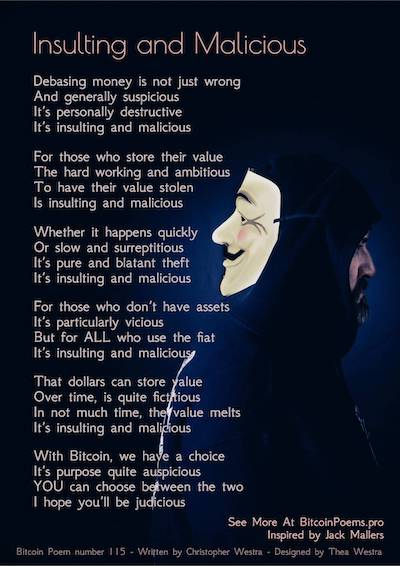 Bitcoin Poem 115 - Insulting and Malicious