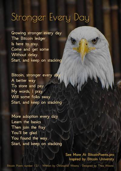 Bitcoin Poem 121 - Stronger Every Day